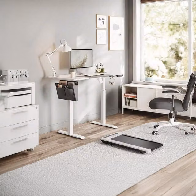 VASAGLE Electric Height Adjustable Standing Desk in White