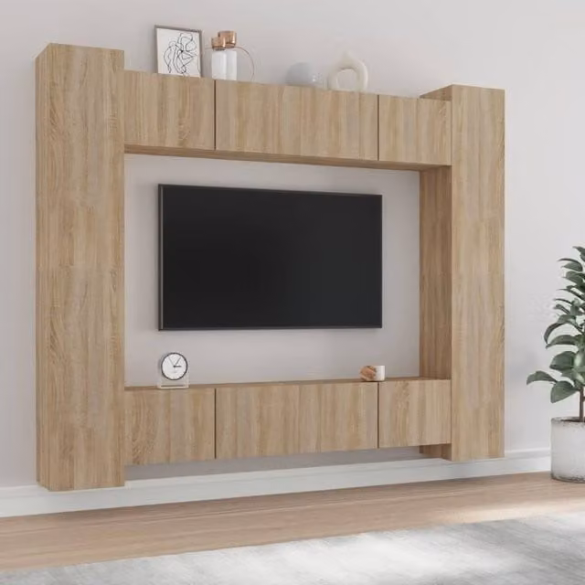Berkfield Home 8 Piece Sonoma Oak TV Cabinet Set in Brown