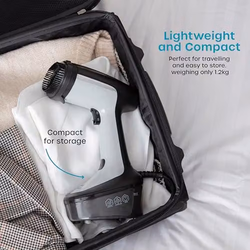 Swan Handheld Portable Garment Steamer with Ceramic Steam Panel, 1500W, Black or Grey – 4