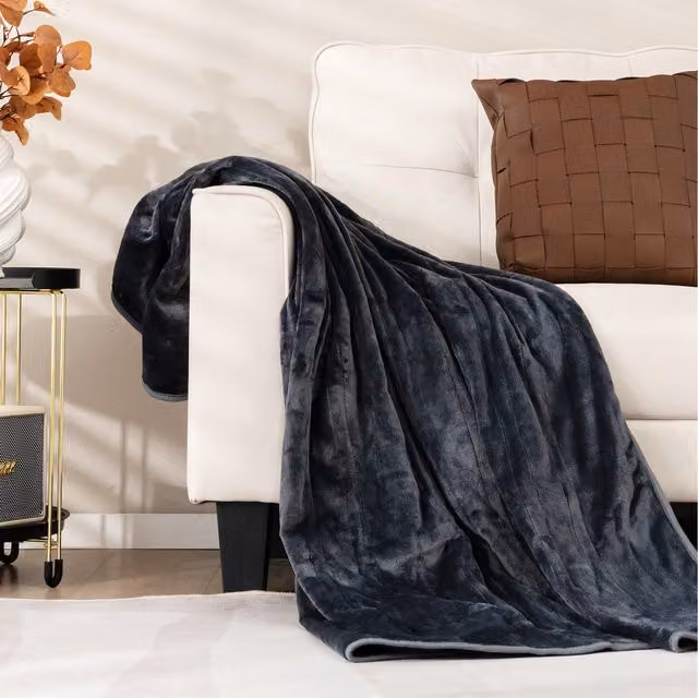 Costway Electric Heated Flannel Blanket Throw in Grey