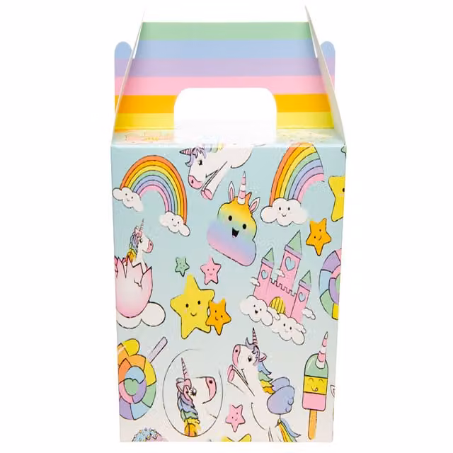 LG-Imports Pack of 12 White and Multicolour Paper Unicorn Party Lunch Boxes