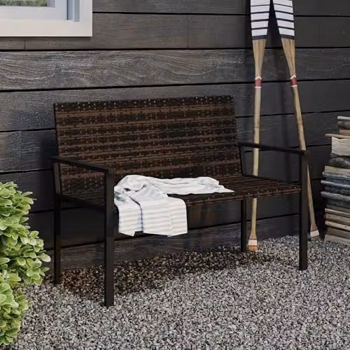 Outsunny 2 Seater Rattan Garden Bench with Quick-Drying Padding in Brown, W: 120 cm, D: 60 cm, H: 85 cm – 8
