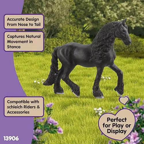 Schleich Horse Club Frisian Mare Toy Figurine in Black and Multicolour – 3