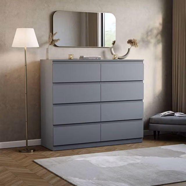 HD Designs Denver 8 Drawer Chest of Drawers in Grey Matt Finish
