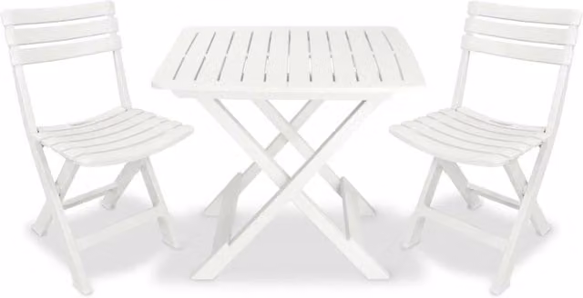 Berkfield Home 3 Piece Folding Bistro Set in White Plastic