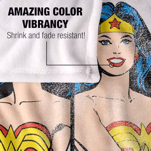 Warner Bros. Wonder Woman Panels Silky Touch Super Soft Fleece Throw Blanket, Multicolour, W: 152.4 cm x D: 127.0 cm – 3