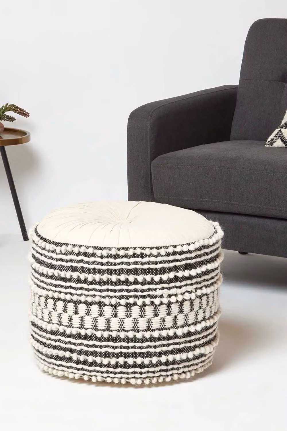 Homescapes Priya Macrame Boho Cotton Pouffe in Natural – 2