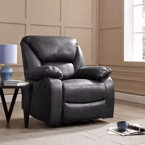 Home Detail Enoch Manual Recliner Armchair in Black Faux Leather – 2