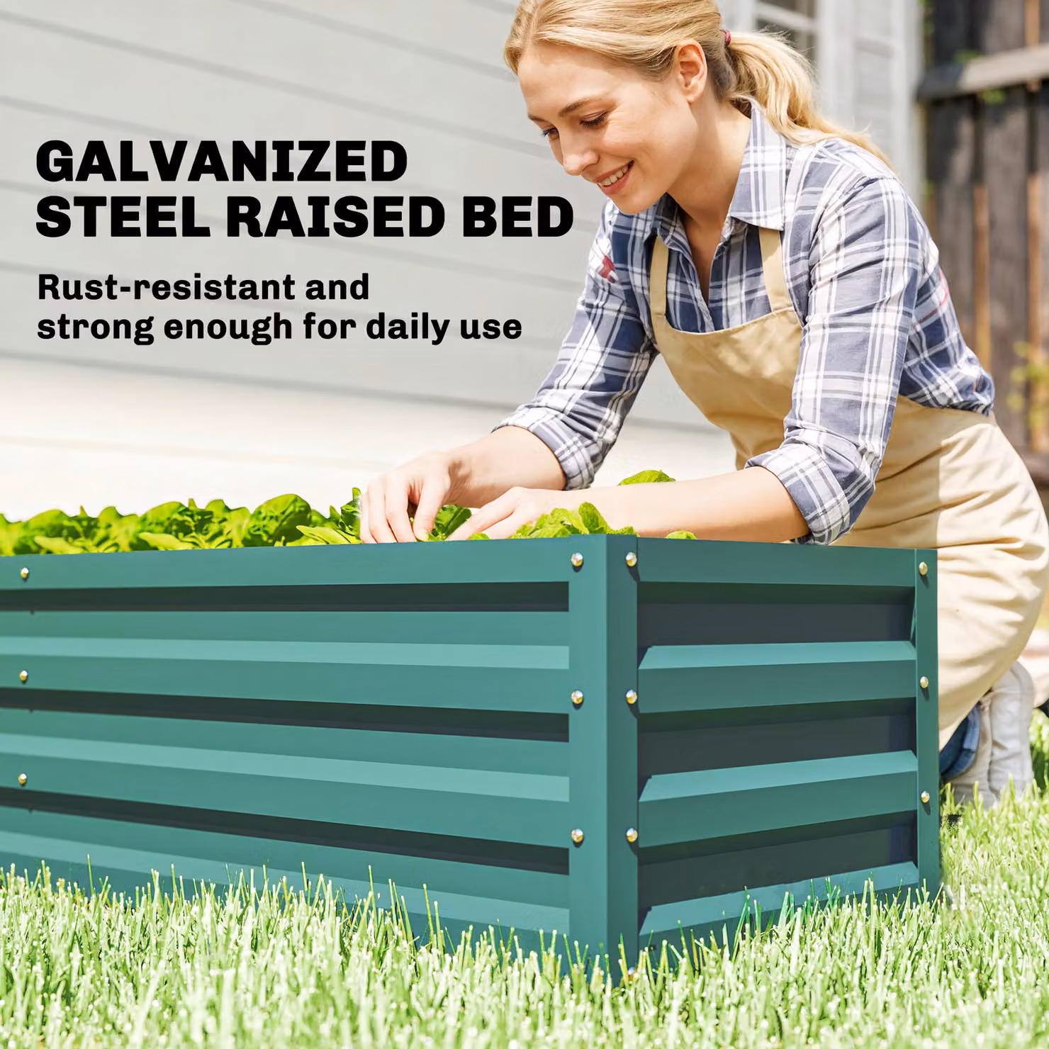 Outsunny Mini Greenhouse with Raised Garden Bed, Green, W/D/H: 142.24 x 142.24 x 190.5 cm – 3
