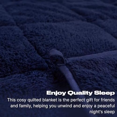OHS Teddy Fleece Sensory Weighted Blanket for Adults, Blue, W: 125 cm, L: 180 cm, 6kg – 3