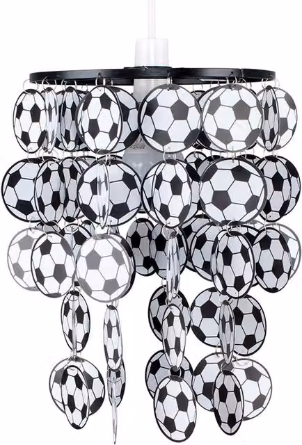 ValueLights Black and White Football Themed Ceiling Pendant Light Shade for Childrens Bedrooms and Nurseries