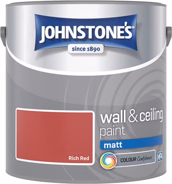 Johnstone's Matt Emulsion Water Based Dispersion Paint, Red, 2.5 l – 4
