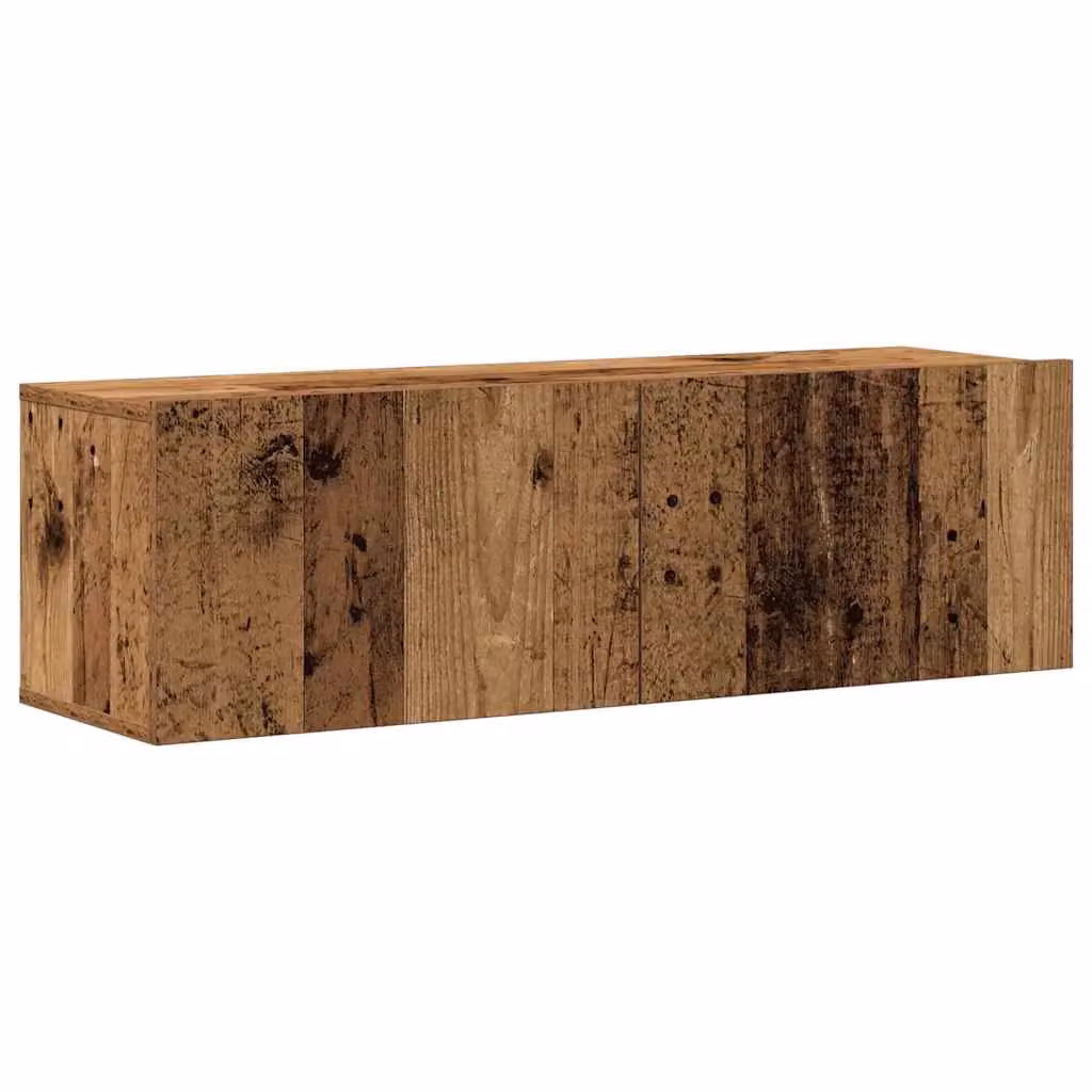 Berkfield Home 4 Piece Wall-mounted TV Cabinet Set in Brown Old Wood Finish – 3