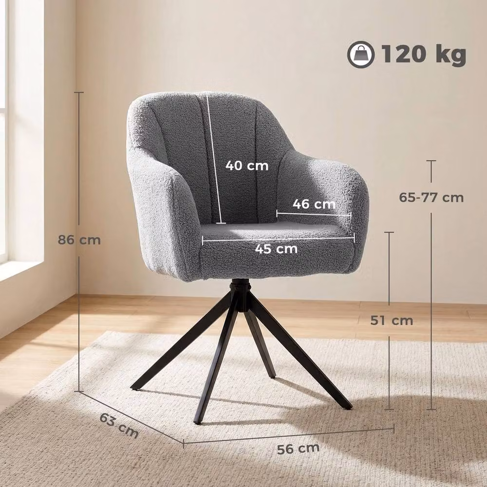 NESTLUNE 360 Degree Swivel Accent Chair in Grey Teddy Fleece – 2