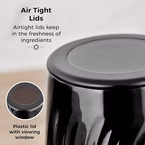 Tower Sonar Set of 3 Airtight and Leakproof Plastic Canisters, 1.3 l, Black – 4