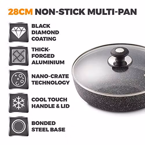 Tower Precision 28cm Non-Stick Ceramic Multi-Pan, Black – 2