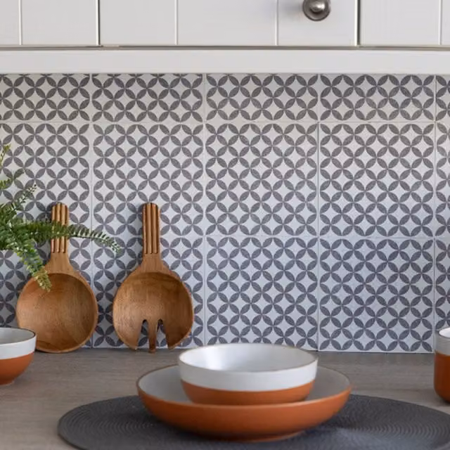 d-c-fix Grey Self-Adhesive Plain Wall Tiles for Kitchen and Bathroom (6 Tiles)