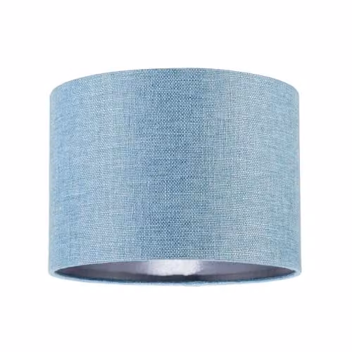 Happy Homewares Blue Nova Linen Fabric Drum Lamp Shade, Diameter: 25 cm – 1