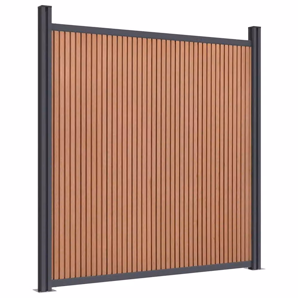 Berkfield Home Durable WPC and Aluminium Fence Panel, Brown, W: 699 cm, H: 186 cm – 3