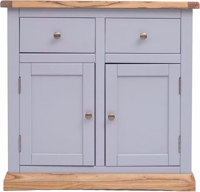 Cabinet Bits Biccari Grey 2 Drawer 2 Door Ash Wood Sideboard with Brass Knobs