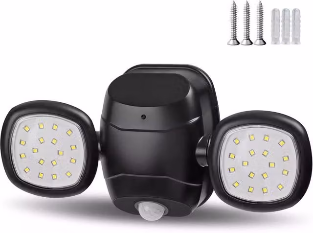 VOGREX 600LM Black Outdoor Security Wall Floodlight with PIR Motion Sensor