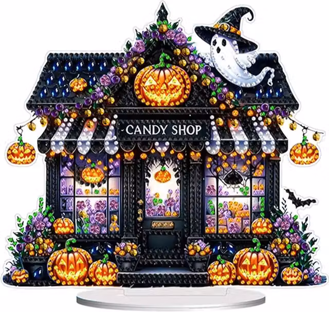 Syntego Halloween Candy Shop House Diamond Art Kit, Multicolour and Black