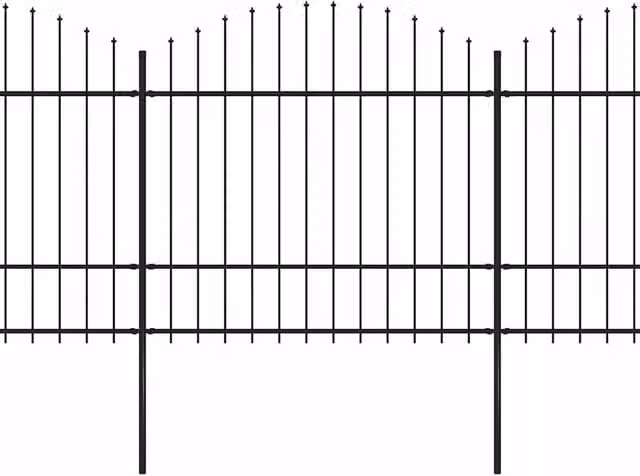 Berkfield Black Steel Palisade Garden Fence with Spear Top W: 3.4 m, H: 1.5-1.75 m