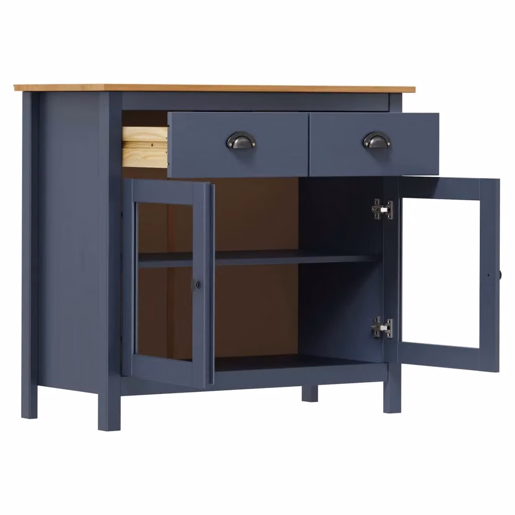 Berkfield Home Hill Sideboard in Grey Solid Pine Wood, W/D/H: 90 x 40 x 80 cm – 2