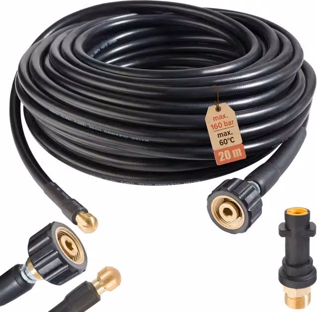 AREBOS Black Pipe Cleaning Hose, 20m