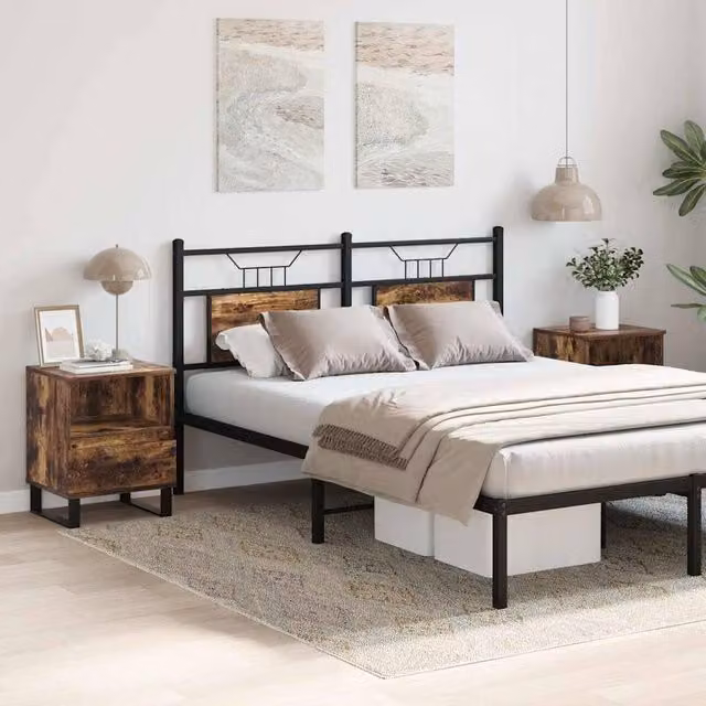 Berkfield Home Modern Bedside Cabinets, 2 Piece Set in Smoked Oak Brown, W/D/H: 40 x 35 x 50 cm