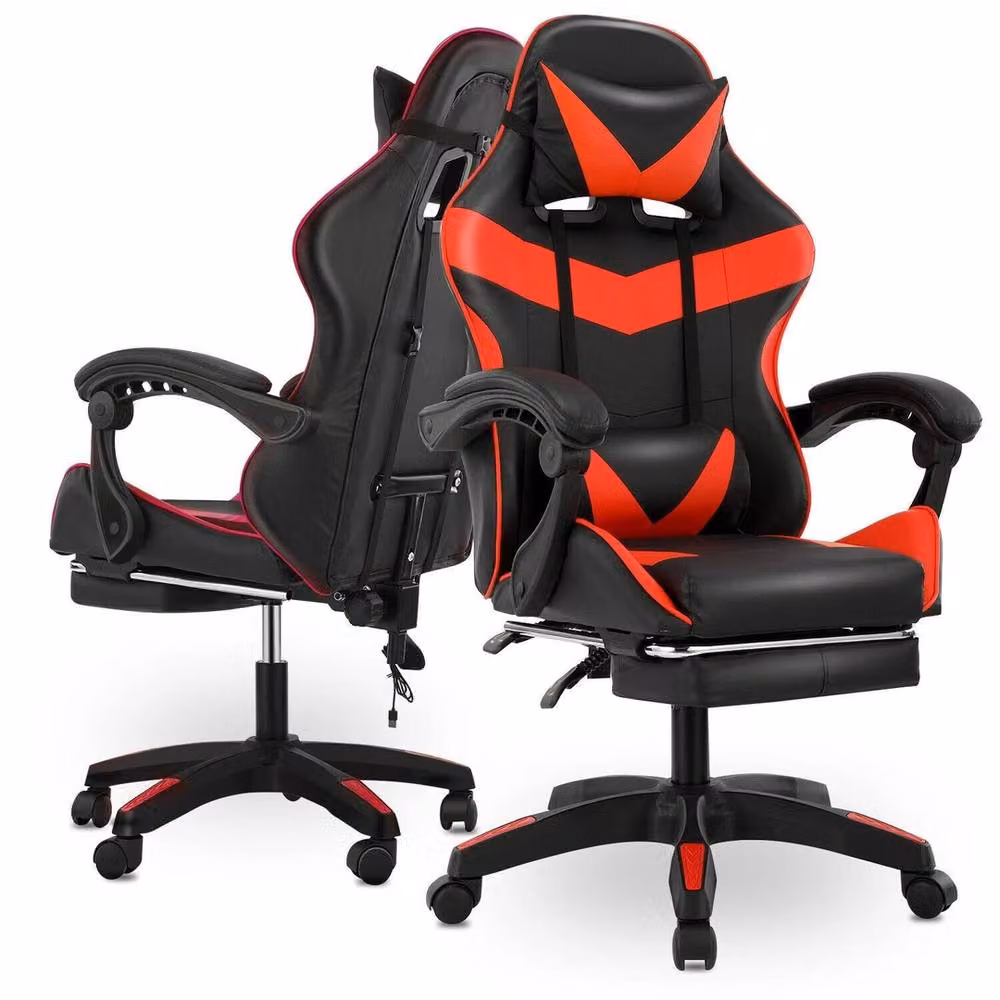 VOGREX Multicolour and Black Synthetic Leather Massage Swivel Gaming Chair with Footrest and Headrest – 2