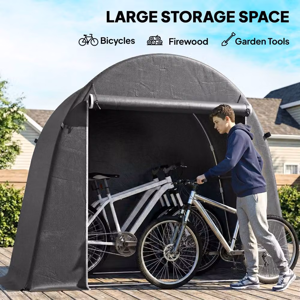 Rolipo Waterproof Bike Storage Tent with Galvanised Steel Frame, Dark Grey, W: 243.84 cm, D: 121.92 cm, H: 121.92 cm – 7