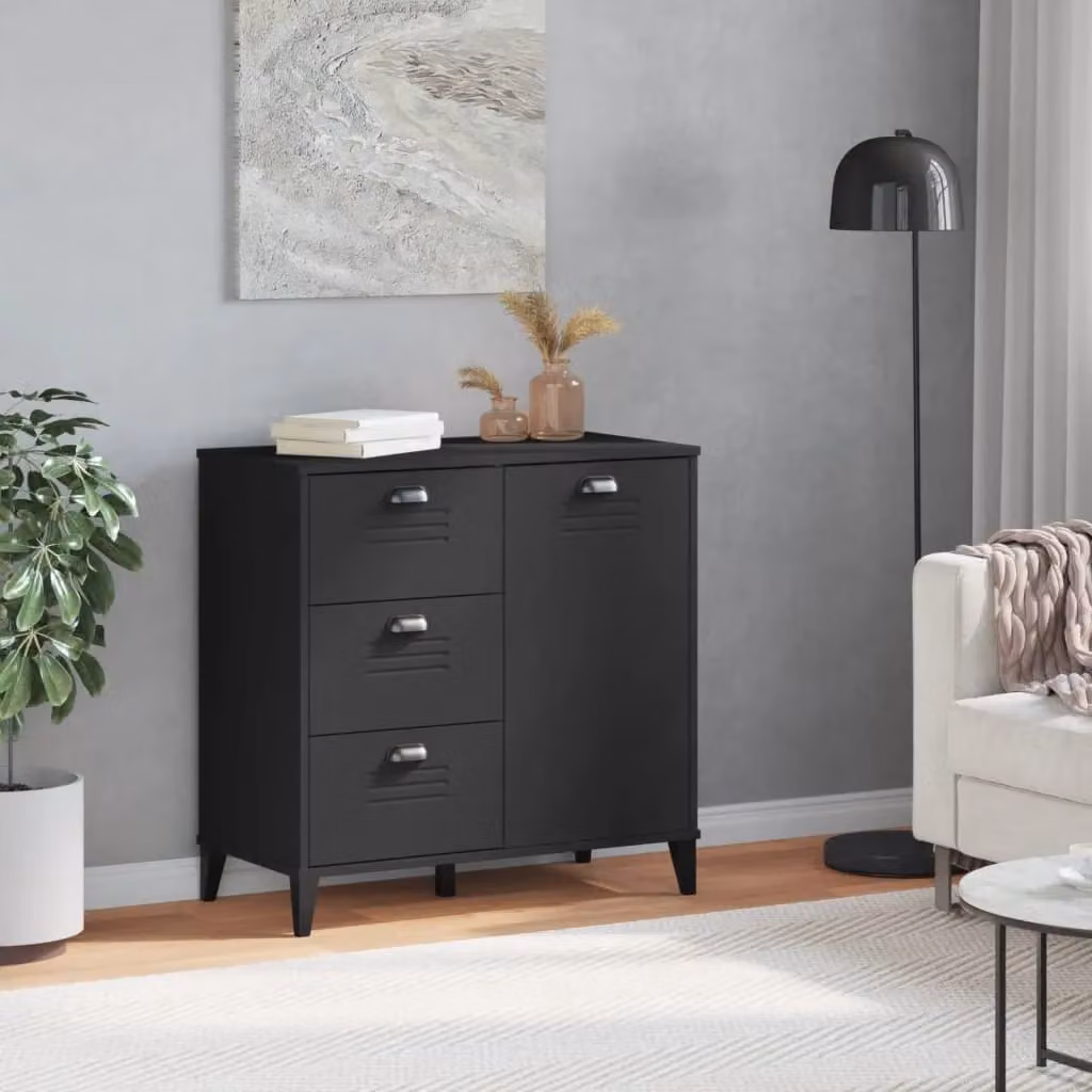 Berkfield Home VIKEN Black Engineered Wood Sideboard W/D/H: 80 x 40 x 80 cm – 2