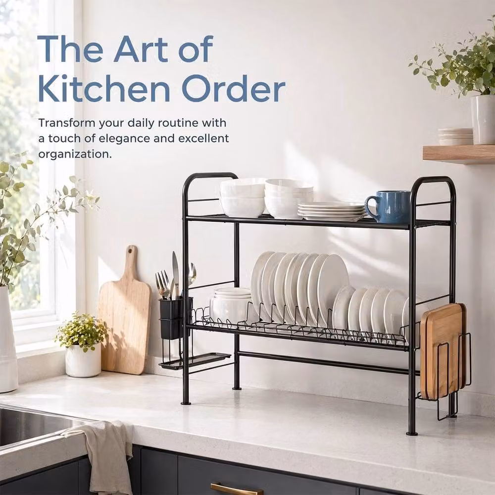 Kelvenix Expandable 2 Tier Over The Sink Dish Drying Rack in Black – 4