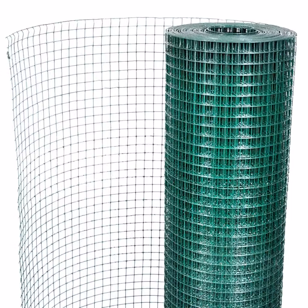 Berkfield Home Green PVC Coated Galvanised Steel Chicken Wire Fence 10 x 1 m – 4
