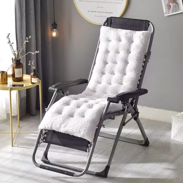 Livingandhome Sherpa Fleece Chair Pad with Non-Slip Base, White, W: 110 cm