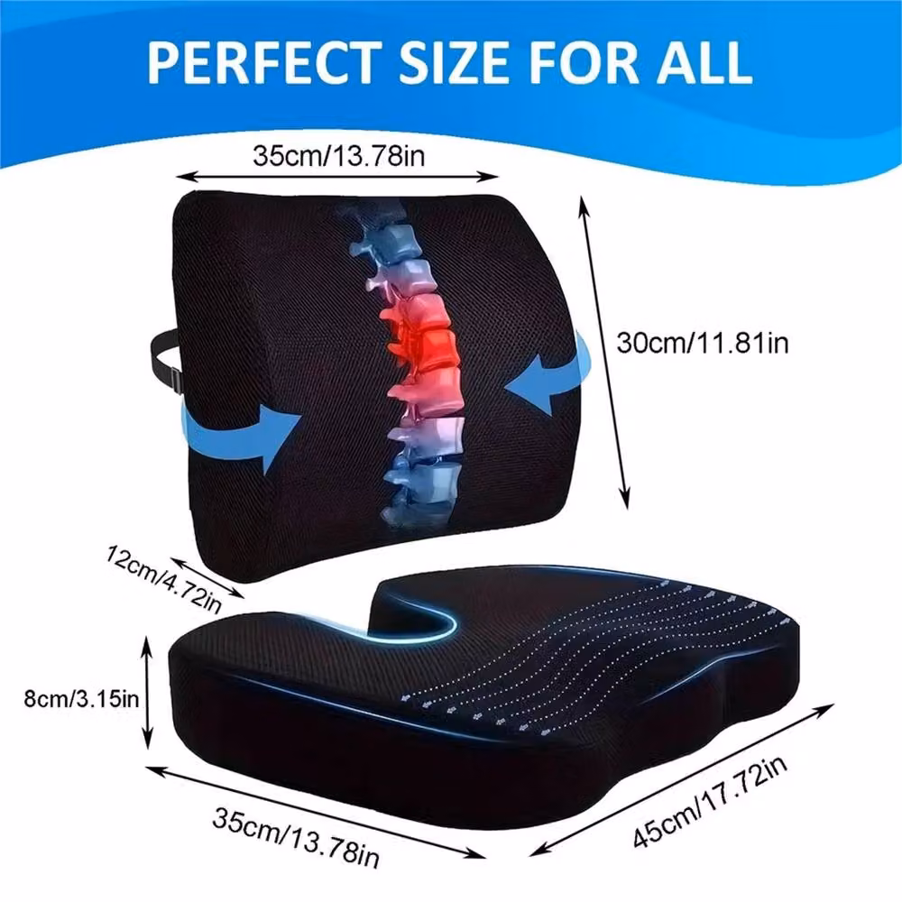 EONLION Black Memory Foam U-Shaped Back and Seat Support Cushion for Adults, W/D/H: 120 x 90 x 30 cm – 2