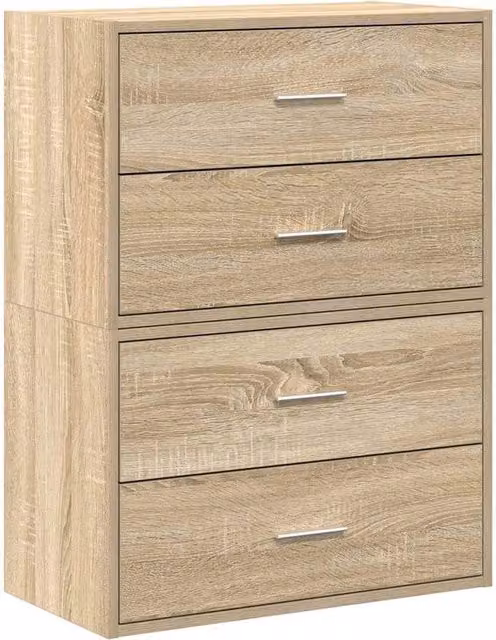 Berkfield Home Set of 2 Sonoma Oak Cabinets with 2 Drawers in Brown, W/D/H: 60 x 31 x 40 cm
