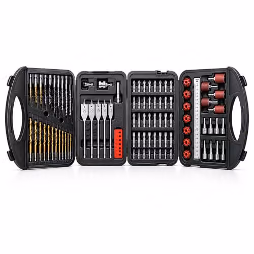 MYLEK 118 Piece HSS Drill and Screwdriver Bit Set in Black