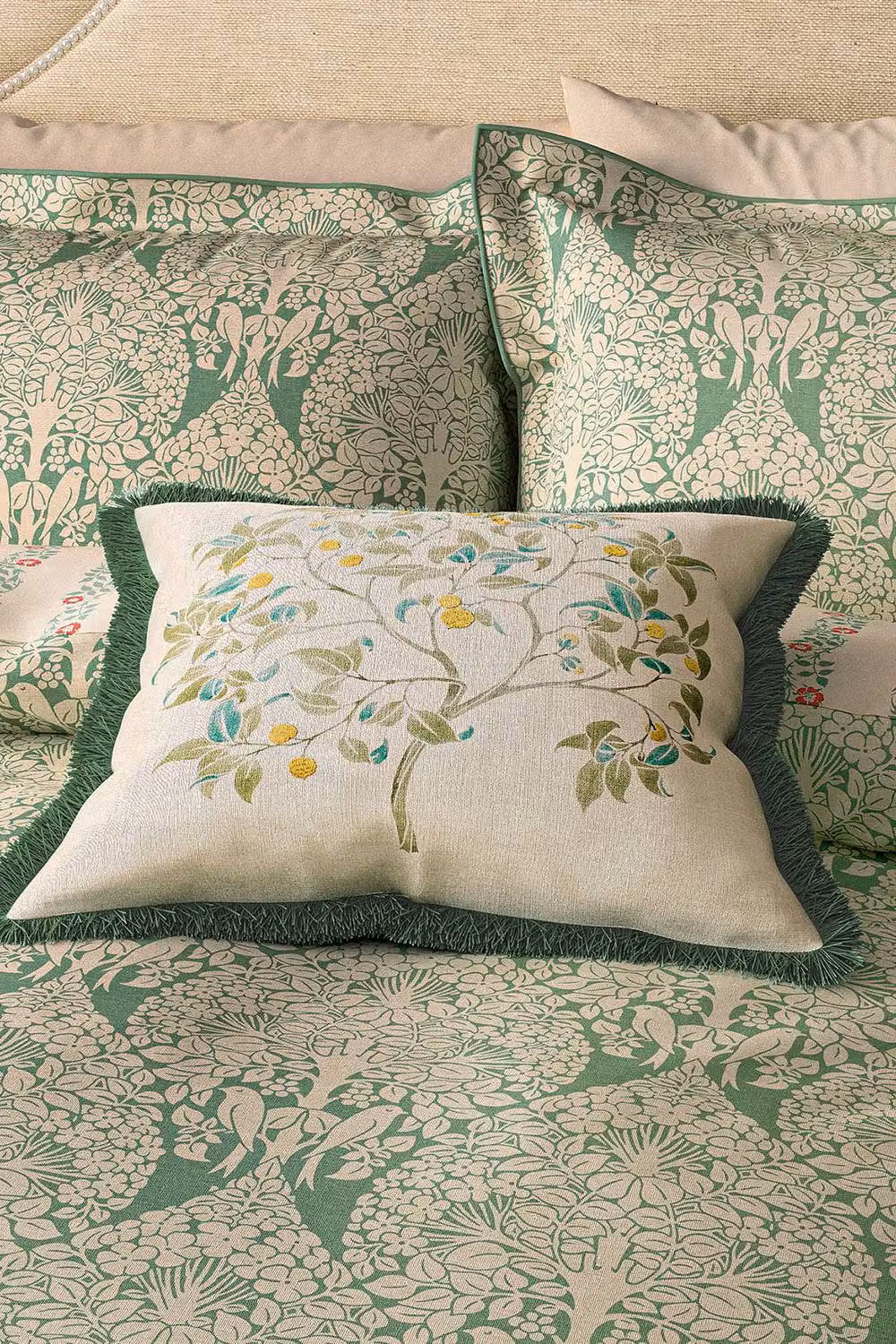 V&A Green Floral Cotton Square Cushion, W/D/H: 45 x 45 x 45 cm – 2