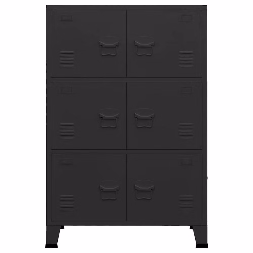 Berkfield Home Industrial Metal Storage Chest in Black, W/D/H: 75 x 40 x 115 cm – 3