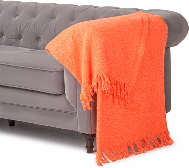Luxury Living Acrylic Throw in Orange, Pink and White, W/D/H: 170 x 130 cm