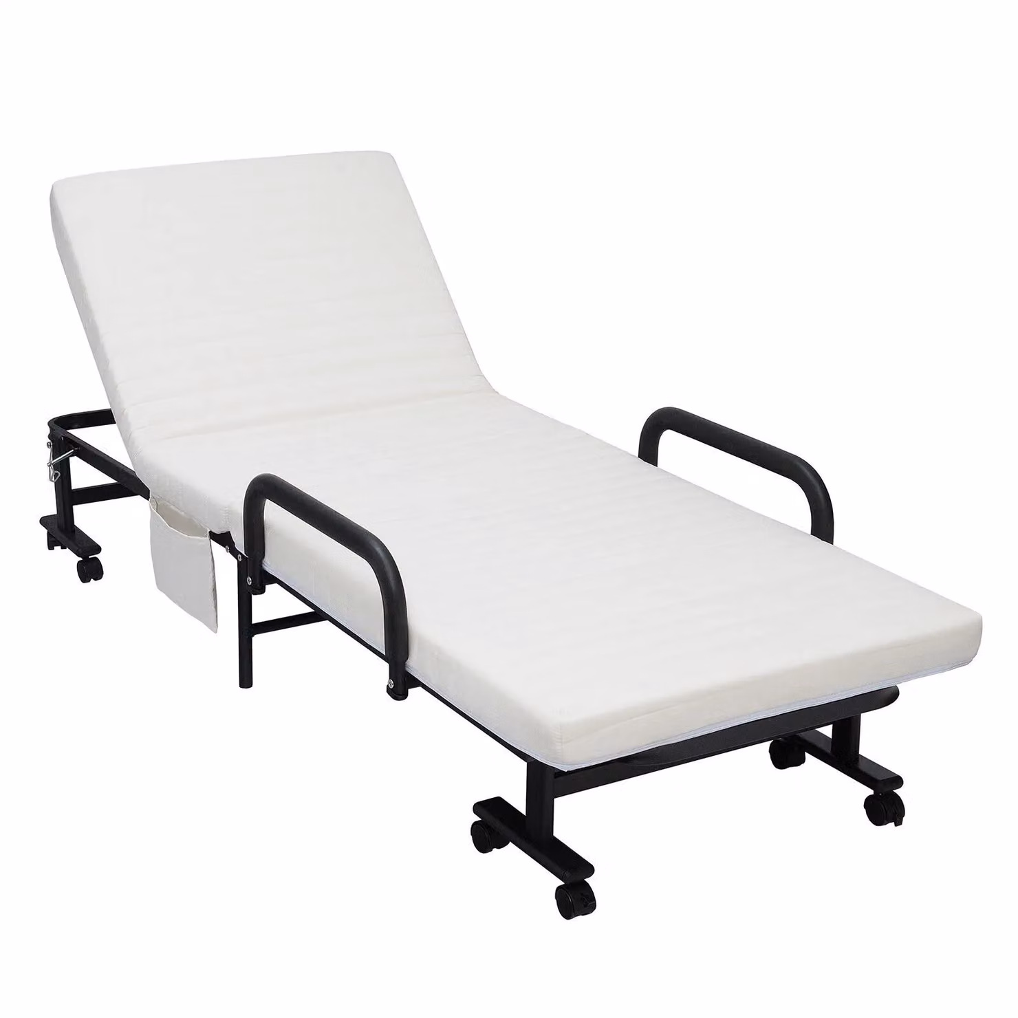Costway Folding Single Sofa Bed with Mattress and Wheels in White – 2