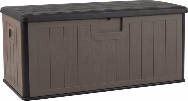 Costway 380L Large Resin Deck Box Storage Bench in Brown and Black