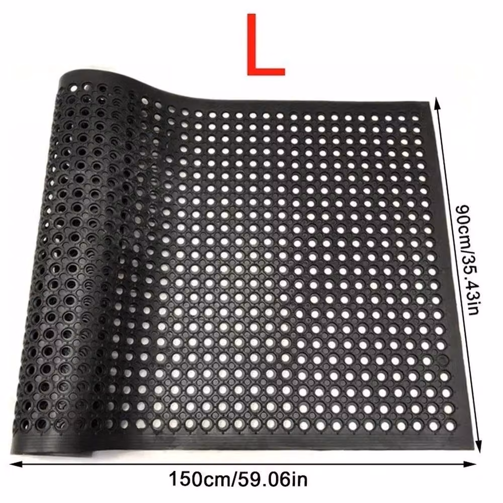 NESTLUNE Large Industrial Non Slip Rubber Work Floor, Black, W: 90 cm, D: 150 cm – 2