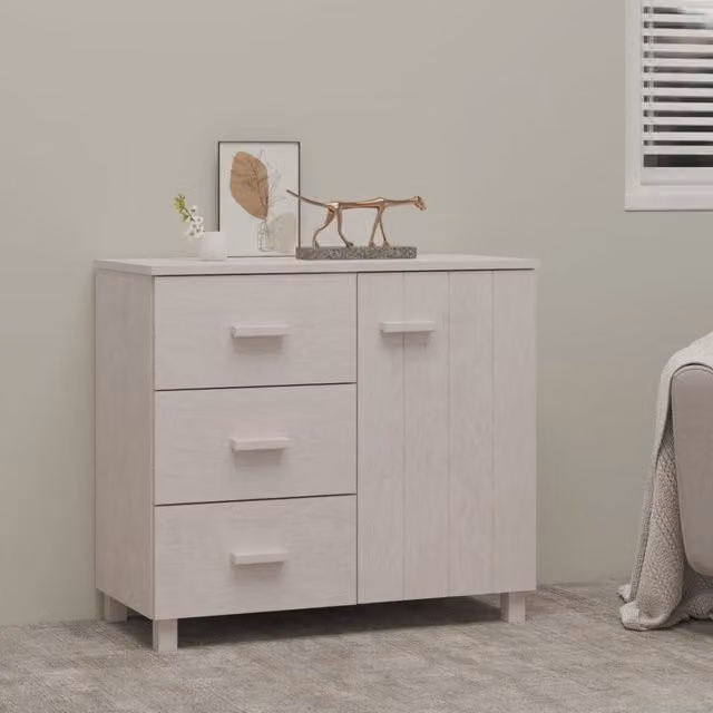Berkfield Home HAMAR White Solid Pinewood Sideboard W/D/H: 90 x 40 x 80 cm – 1