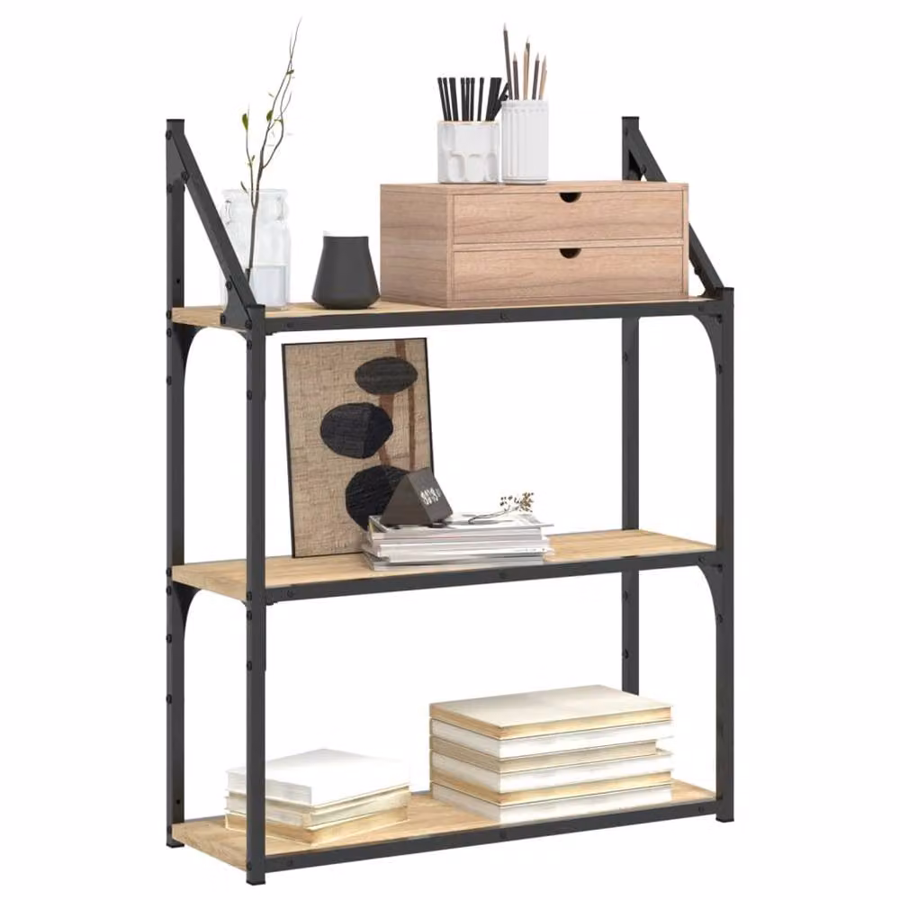 Berkfield Home 3-Tier Wall Mounted Shelf in Sonoma Oak, Brown, W/D/H: 60 x 21 x 78.5 cm – 3