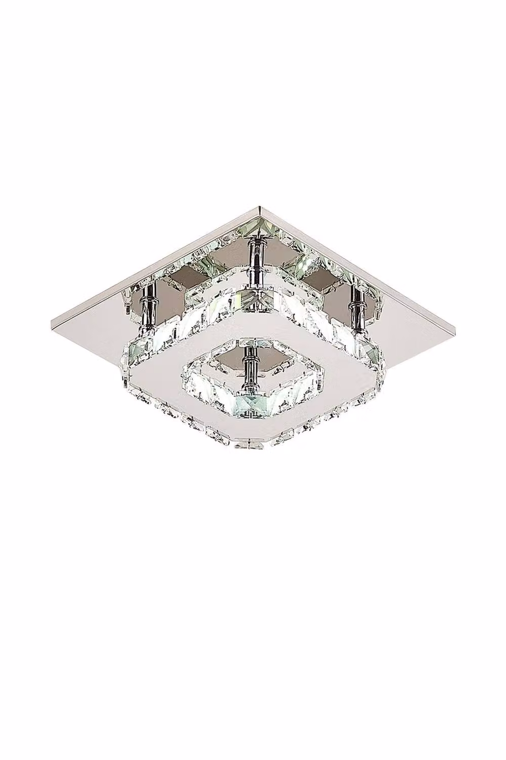 Garden Sanctuary Modern Small Crystal LED Ceiling Light in Silver and Chrome for Hallways – 2