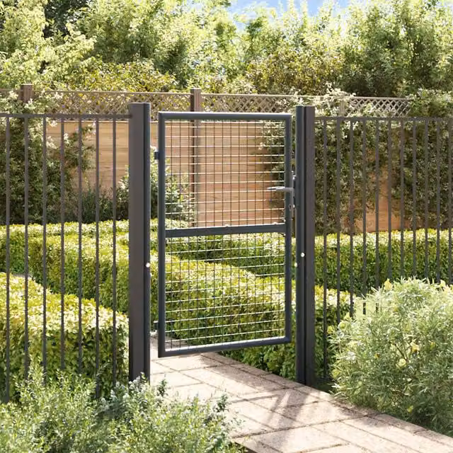 Berkfield Home Grey Galvanised Steel Mesh Swing Garden Gate, W: 100 cm, H: 175 cm