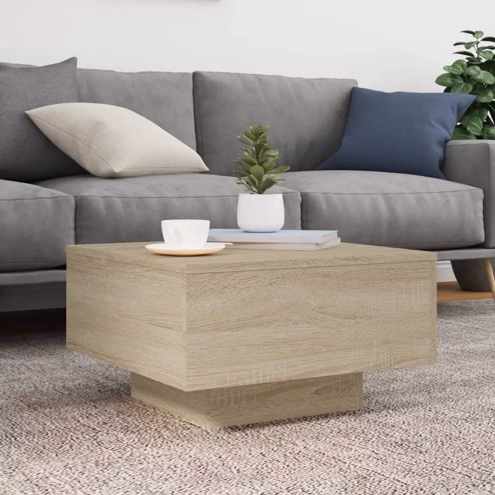 Berkfield Home Sonoma Oak Coffee Table in Brown, W/D/H: 55 x 55 x 31 cm – 2